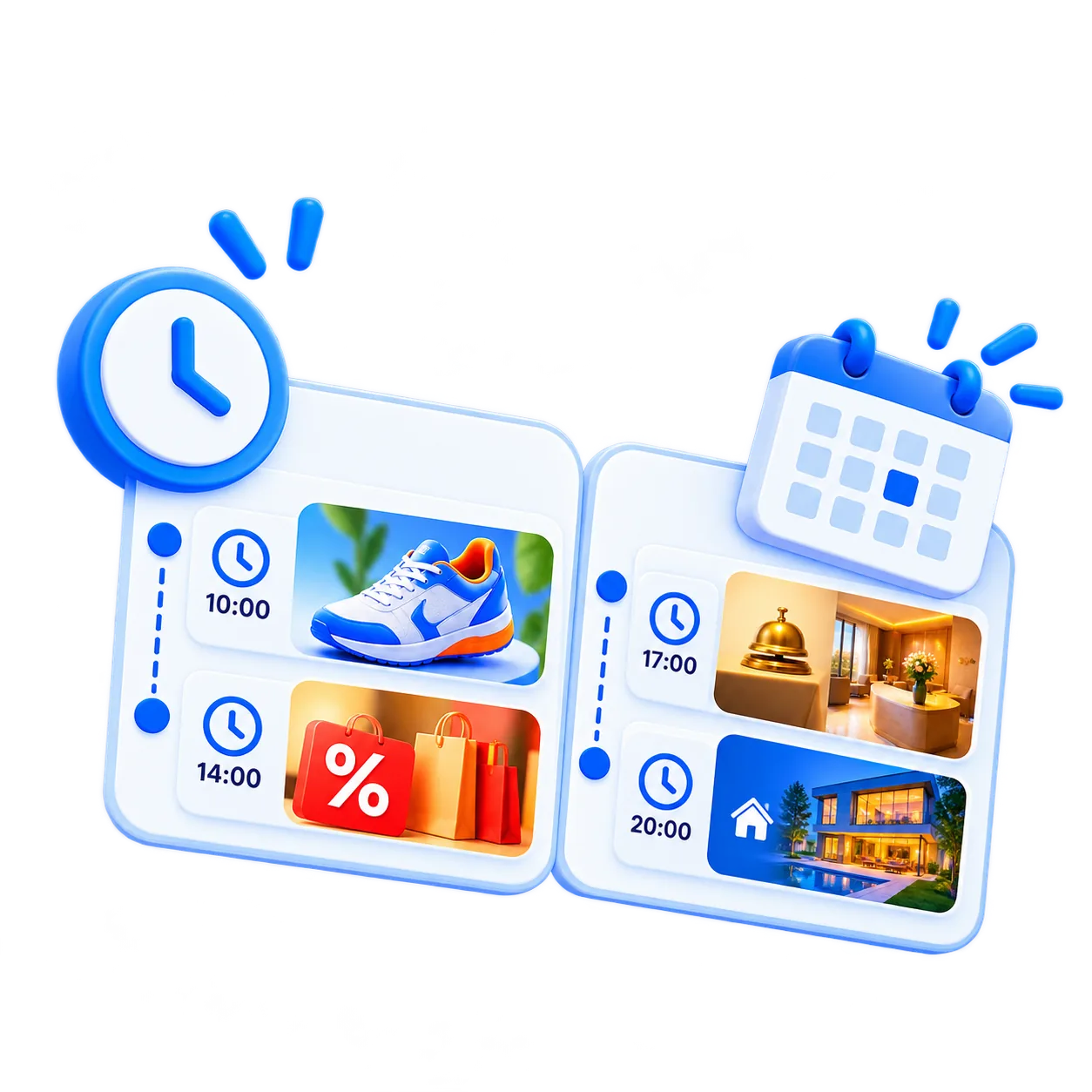 Digital signage content scheduled by morning and afternoon dayparts in iMediaGO
